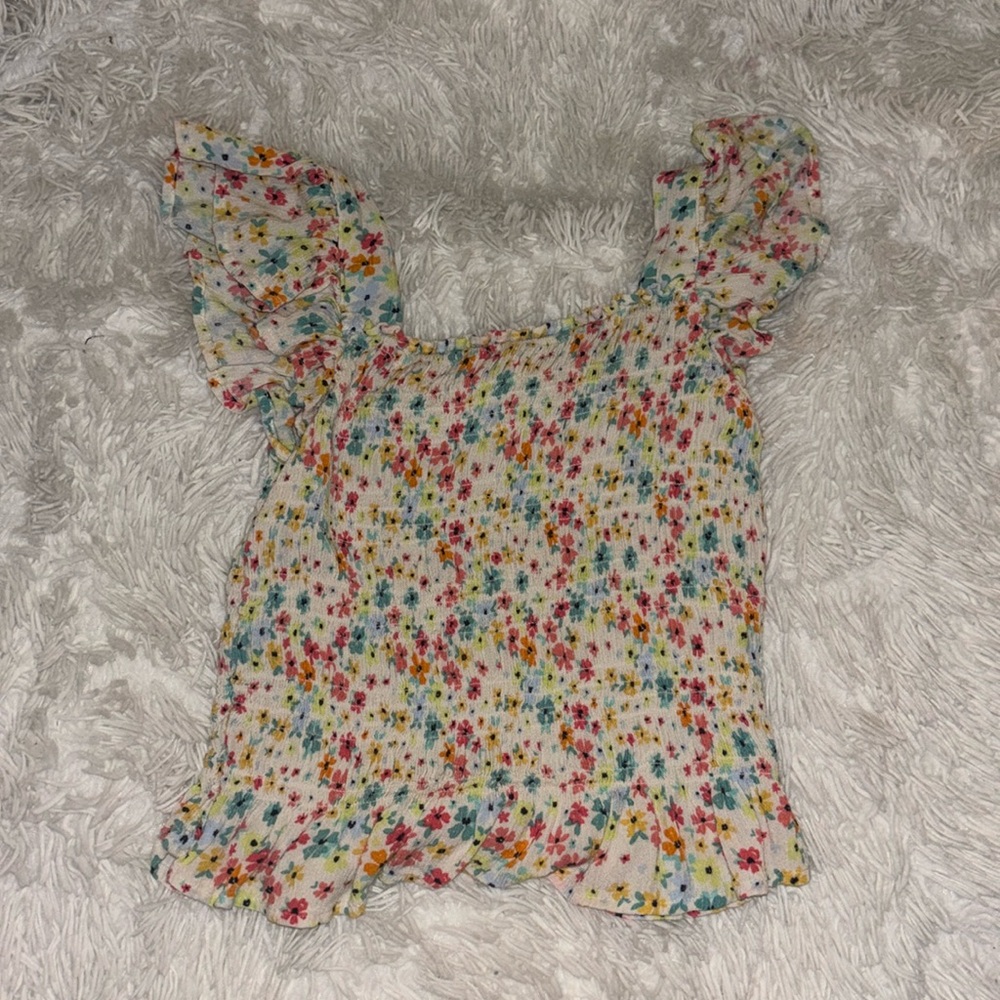 SO, YM, Multi-colored floral tee